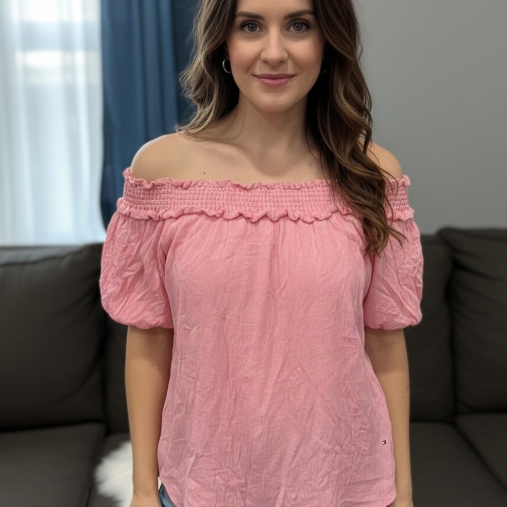 Tommy Hilfiger Pink Off-Shoulder Blouse